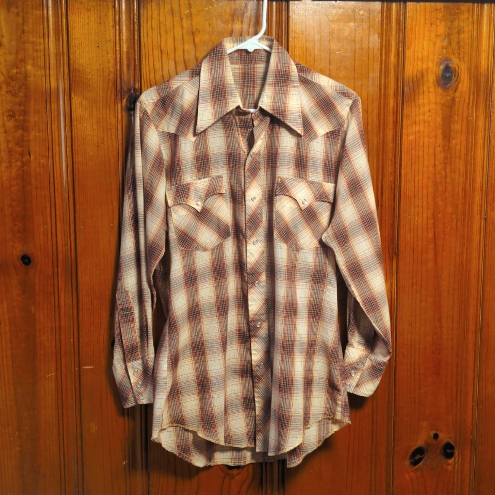 Men's Western dress shirt, no tags, vintage, size medium